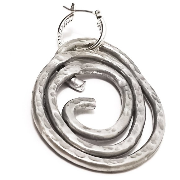 Handmade Earrings Aluminum Lightweight Oval Large - Picture 5 of 7